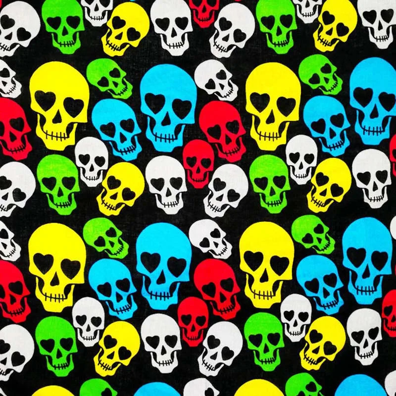 Bandana Cuadrada Algodón 100% con Calaveras Paisley
