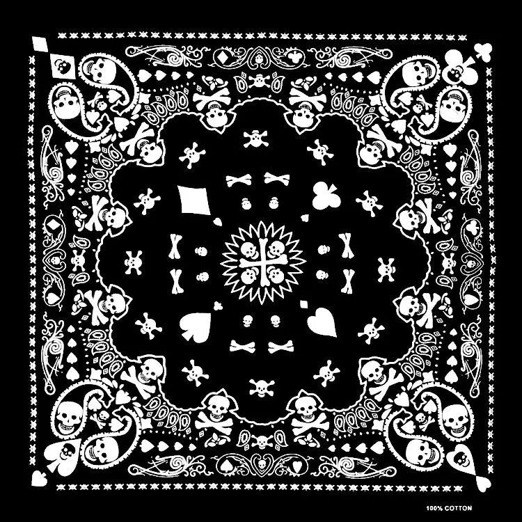 Bandana Cuadrada Algodón 100% con Calaveras Paisley