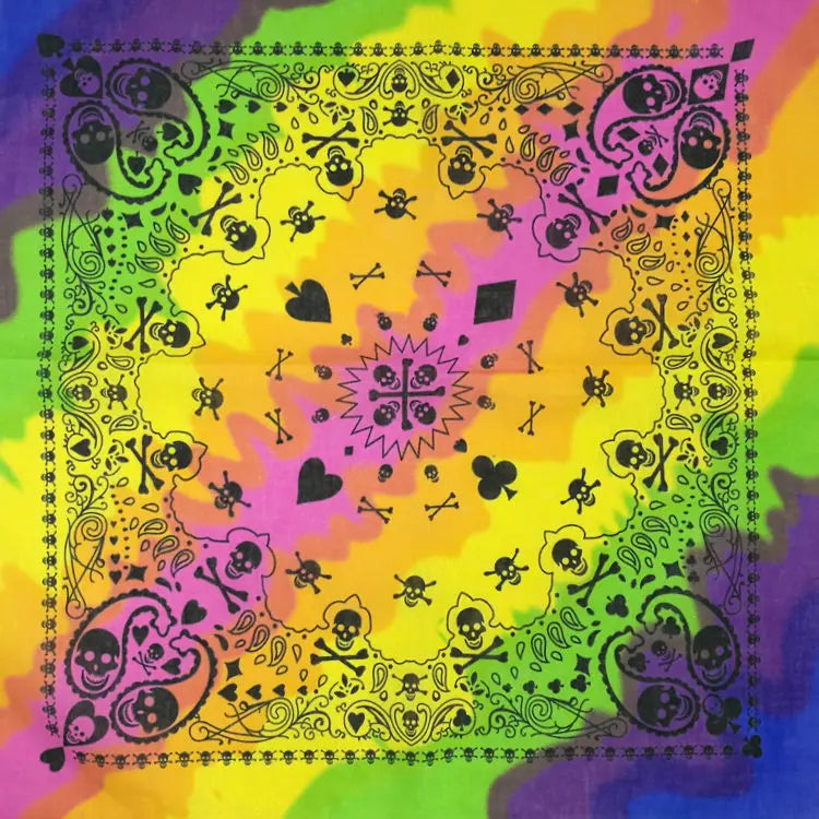 Bandana Cuadrada Algodón 100% con Calaveras Paisley