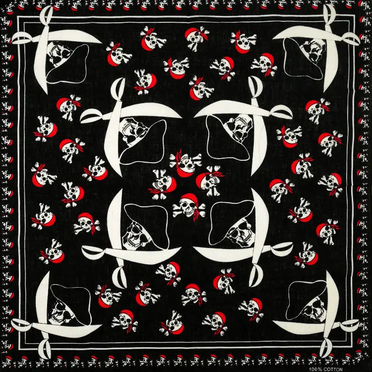 Bandana Cuadrada Algodón 100% con Calaveras Paisley