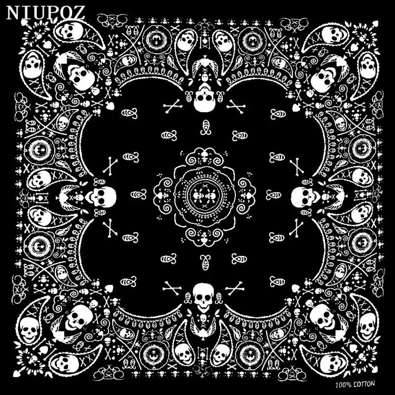 Bandana Cuadrada Algodón 100% con Calaveras Paisley