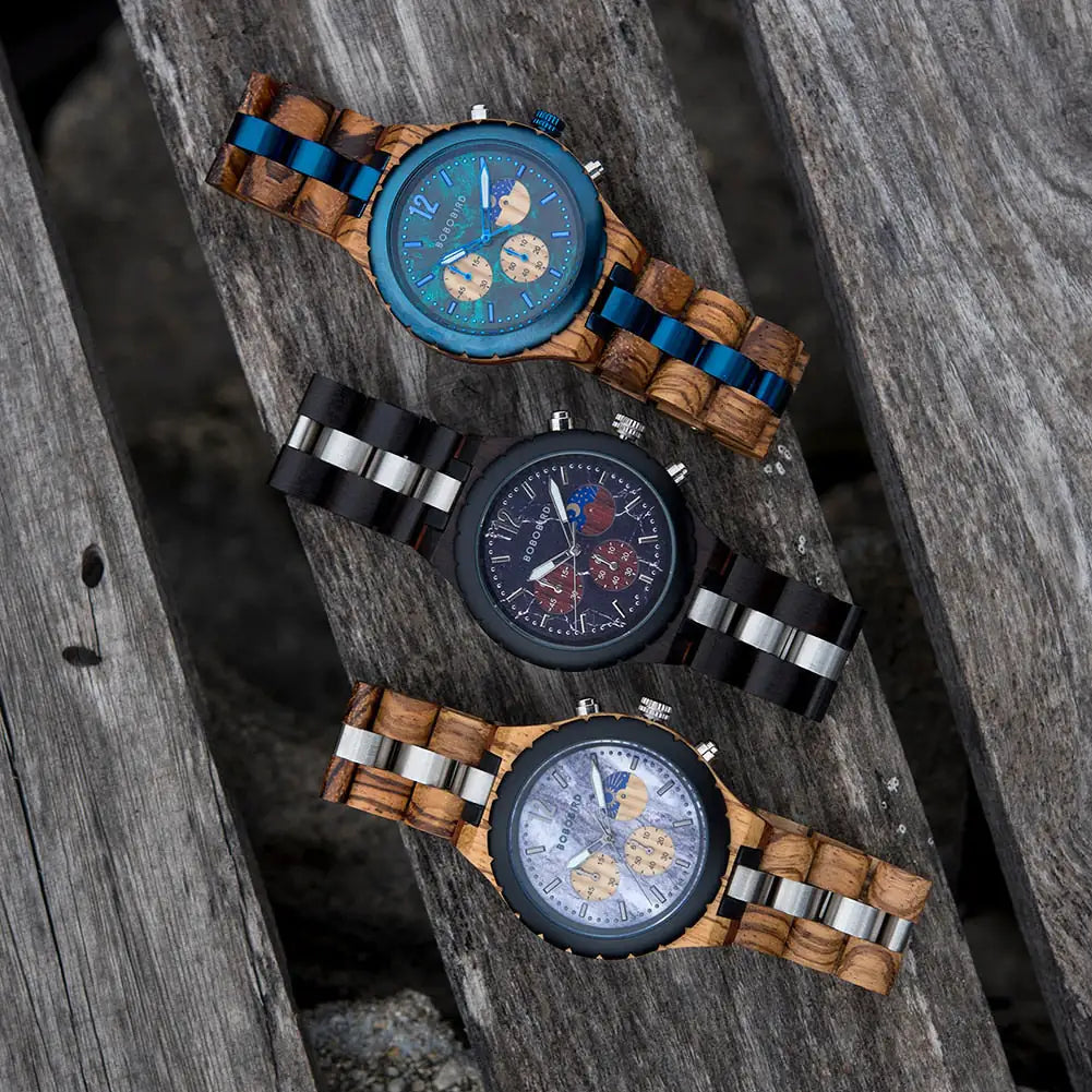 Luxury Wooden Chronograph Watch for Men - High Trend Coture