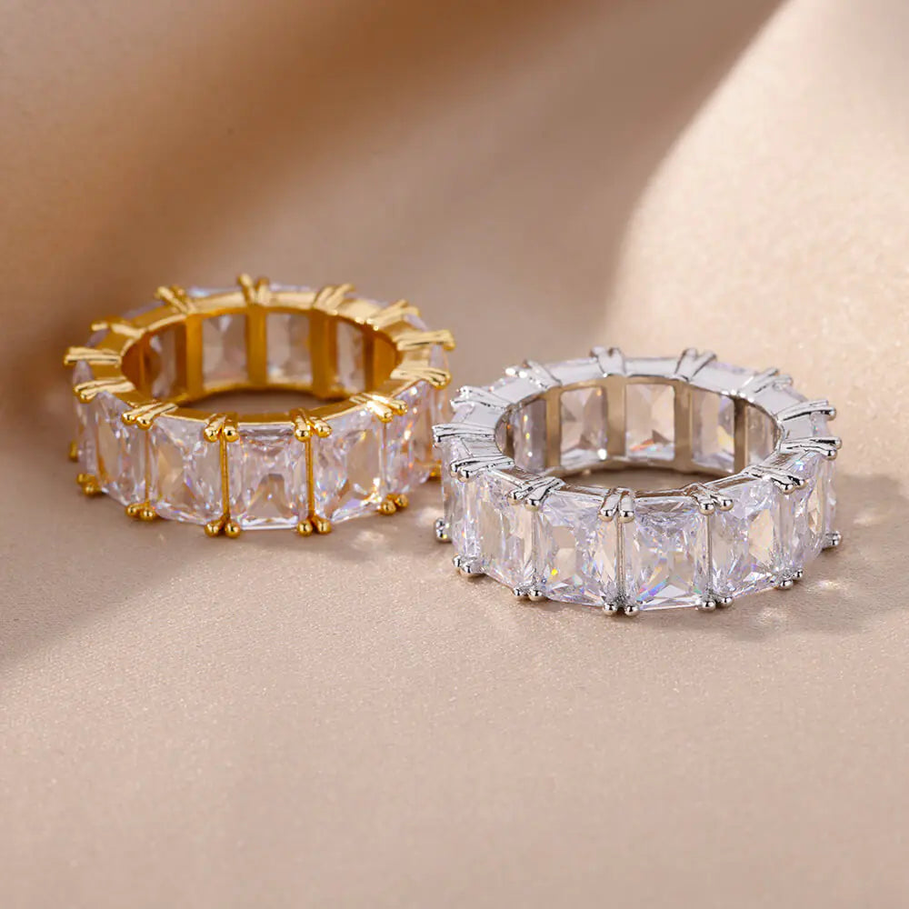 Rectangle Zircon Rings - High Trend Coture