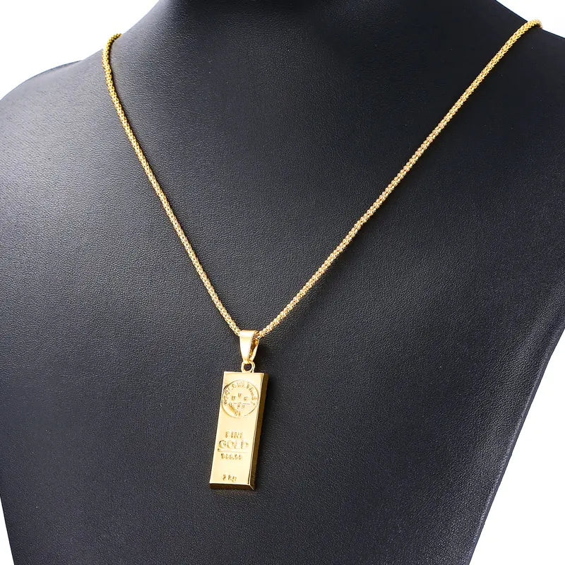 Gold Color Bar Necklace - High Trend Coture