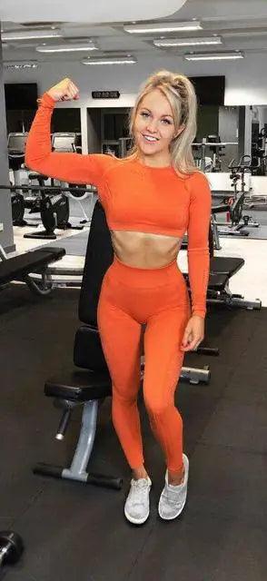 Conjunto Deportivo Top Manga Larga + Leggings sin Costuras - High Trend Coture