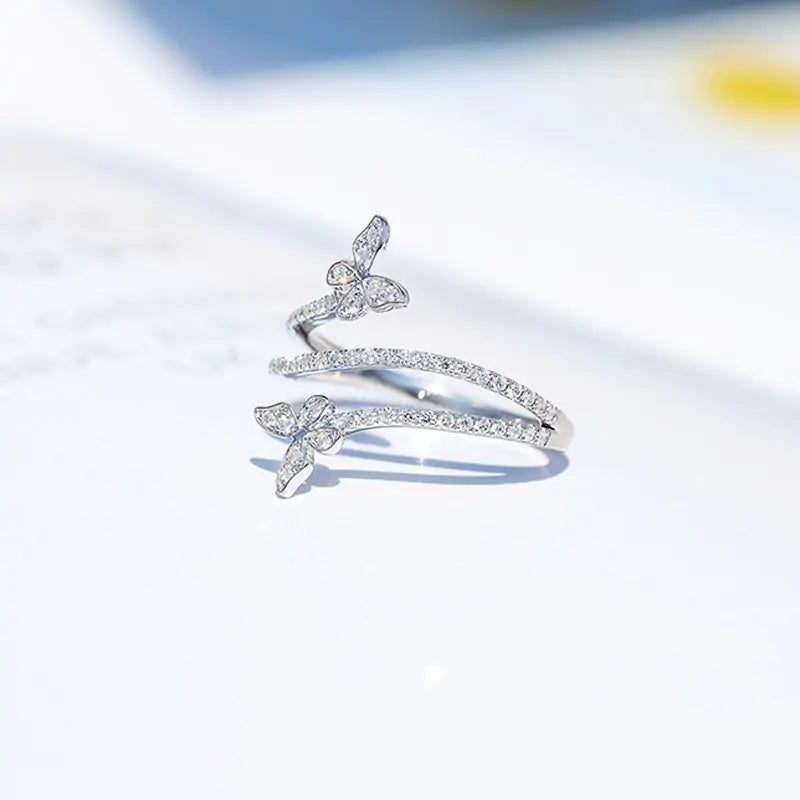 Silver Double Butterfly Rings - High Trend Coture