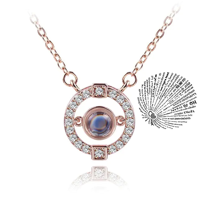 Projection Necklace 100 Languages I Love You Pendant Jewelry - High Trend Coture