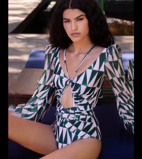 Bañador Vintage Estampado con Manga Larga - High Trend Coture