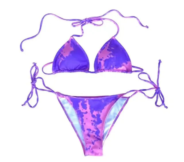 Bikini de Cuello Redondo dos Piezas Tie Dye - High Trend Coture
