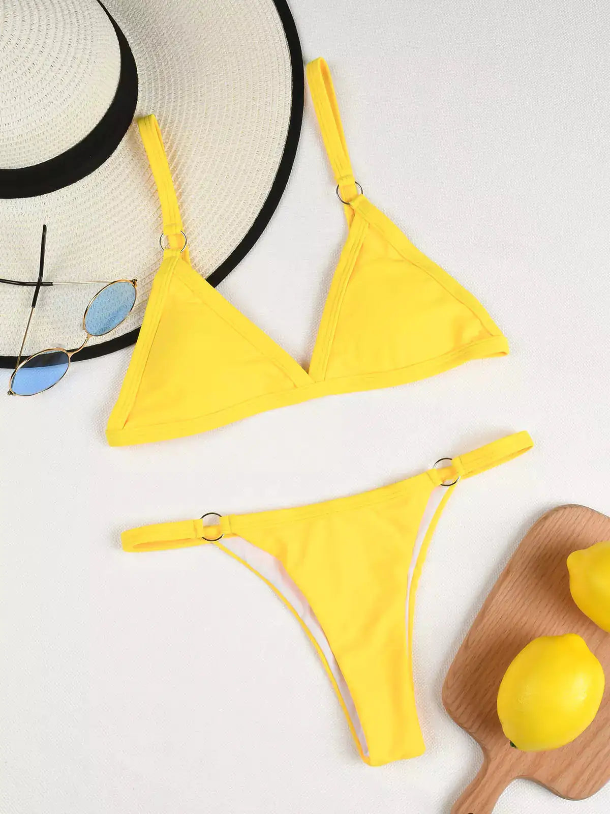 Bikini de Dos Piezas Liso de Color Solido - High Trend Coture
