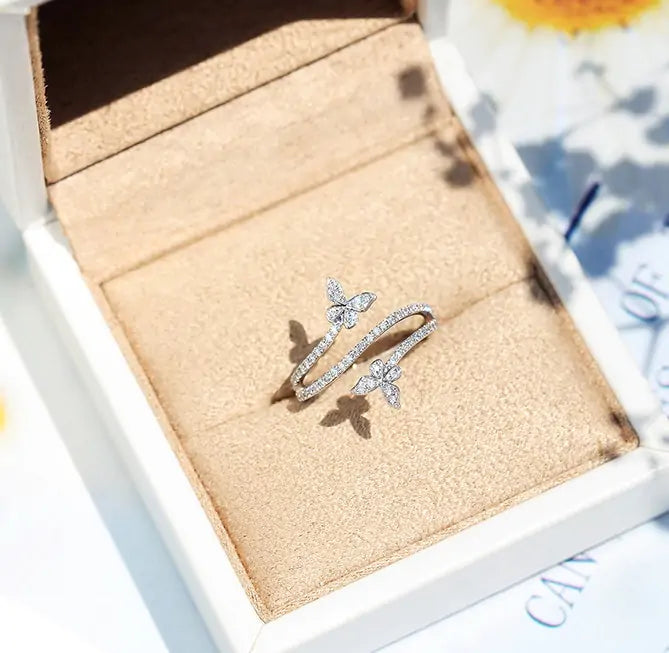 Silver Double Butterfly Rings - High Trend Coture