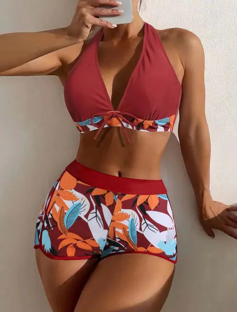 Traje de Baño Estampado 2 Piezas con Short - High Trend Coture