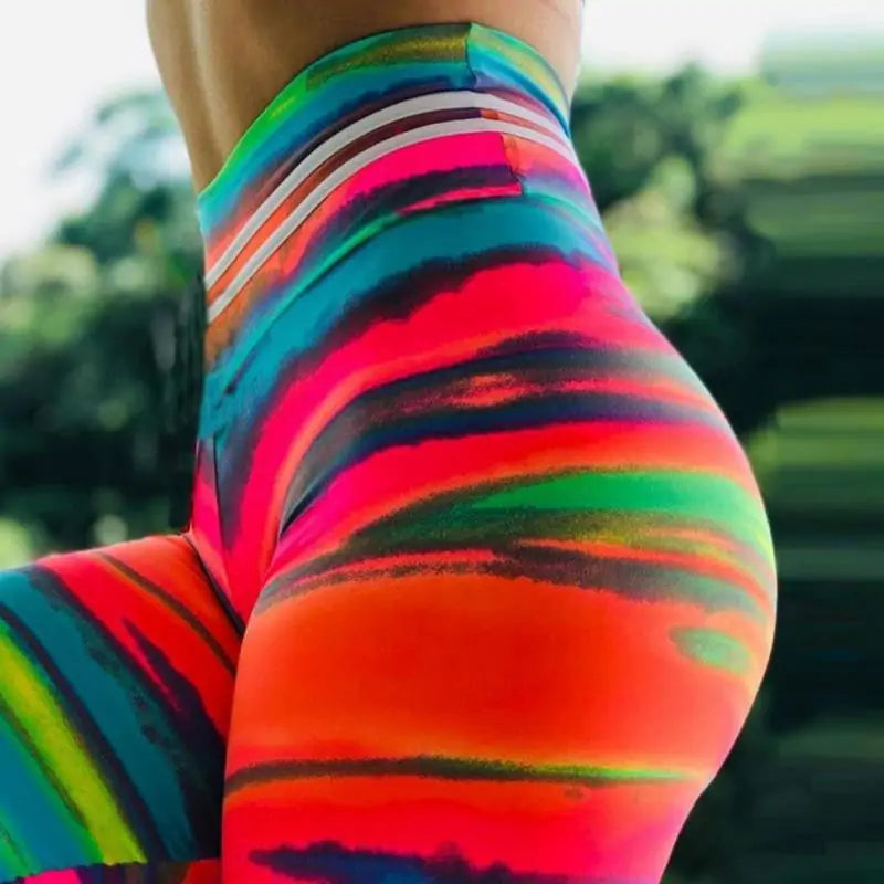 Leggings Multicolor Raimbow Cintura Alta Push Up - High Trend Coture
