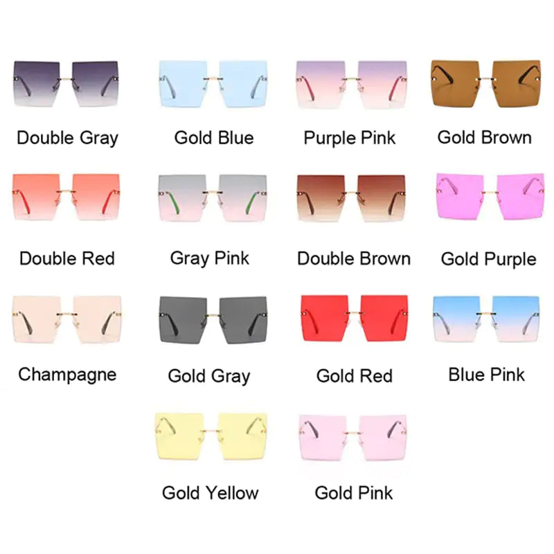 Oversized Rimless Square Sunglasses - High Trend Coture