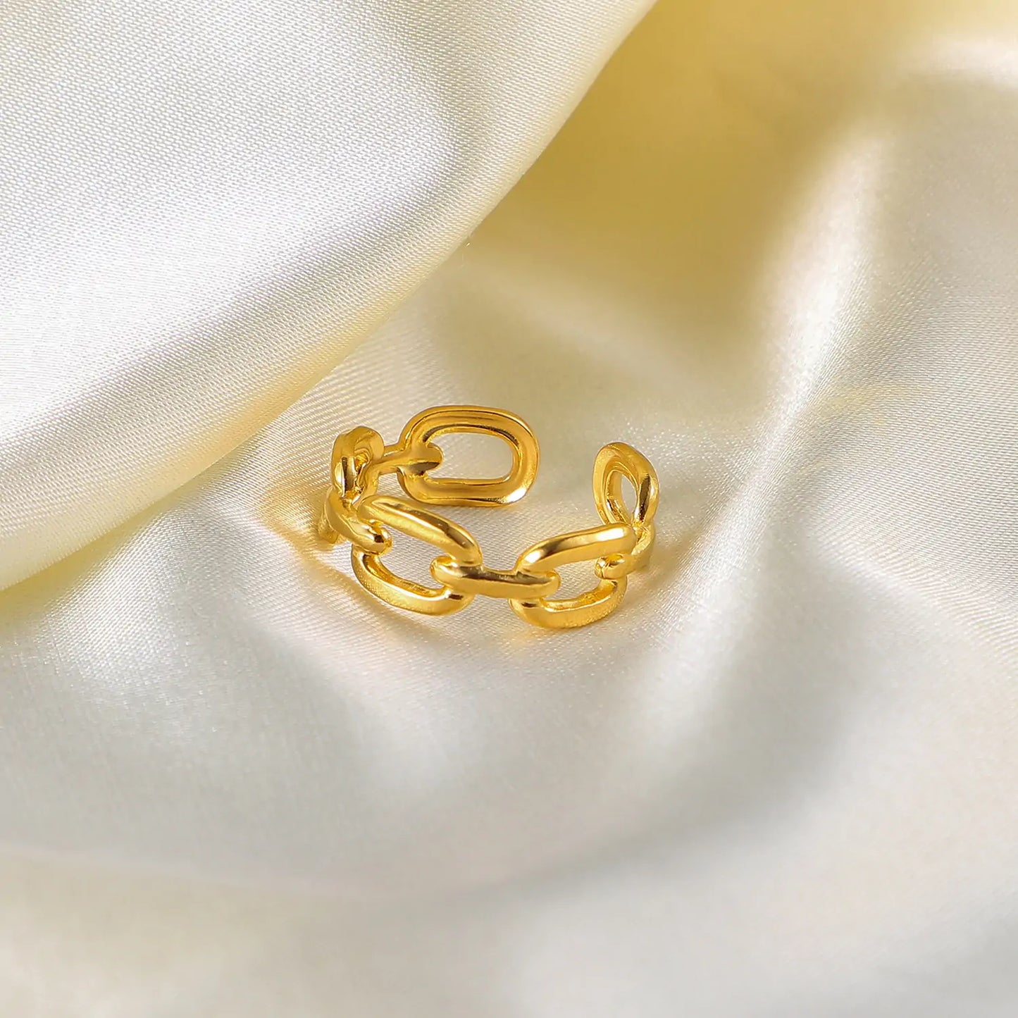 Twisted Link Chain Open Rings - High Trend Coture