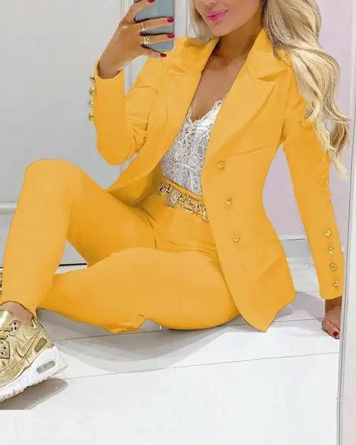 Traje de chaqueta blazer y pantalón oficina mujer - High Trend Coture