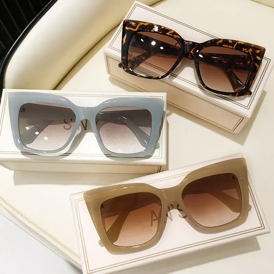 Rectangle Big Frame Cat Eye Sunglasses - High Trend Coture