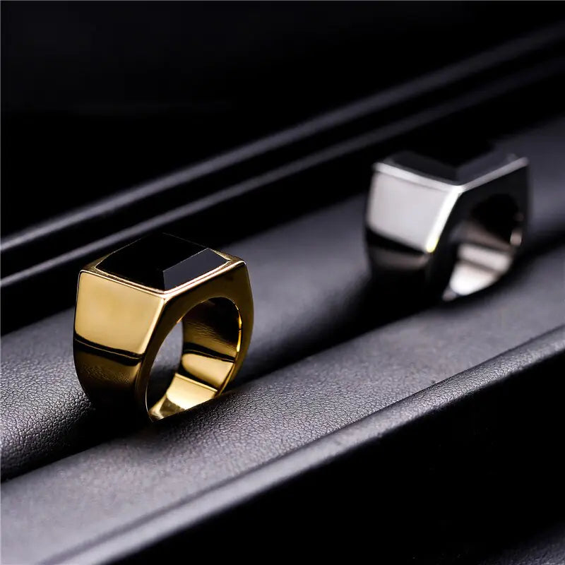 ZORCVENS Black Stone Rings for Men - High Trend Coture