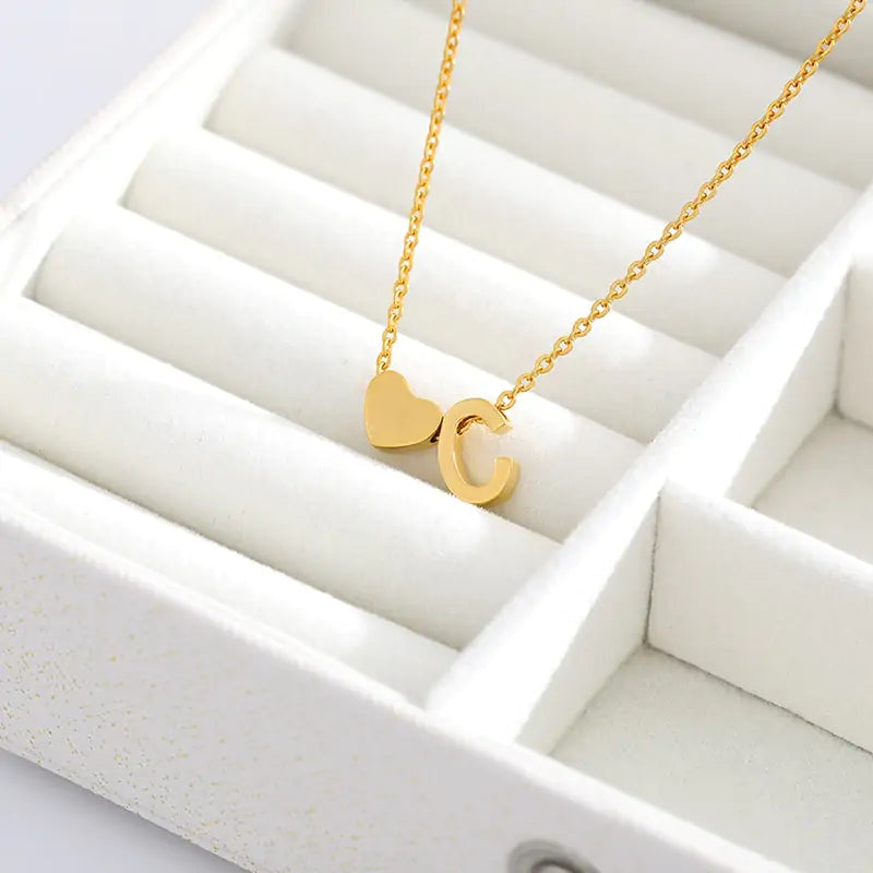 Letter Heart Initial Necklaces - High Trend Coture