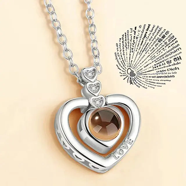 Projection Necklace 100 Languages I Love You Pendant Jewelry - High Trend Coture