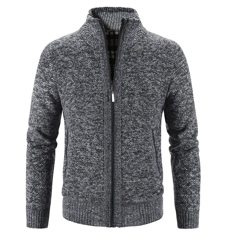 Cárdigan para Hombre de Punto con Cremallera, Suéter Cálido de Cuello Alto