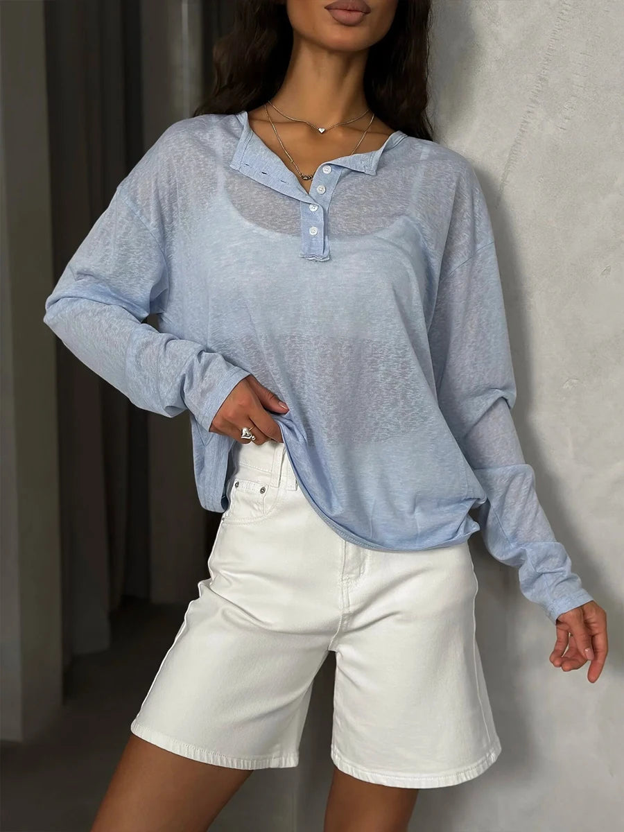Conjunto Mujer Casual Top Manga Larga y Pantalón Fluido