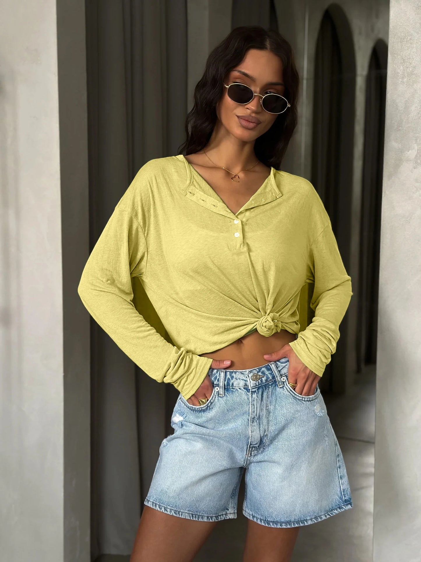Conjunto Mujer Casual Top Manga Larga y Pantalón Fluido