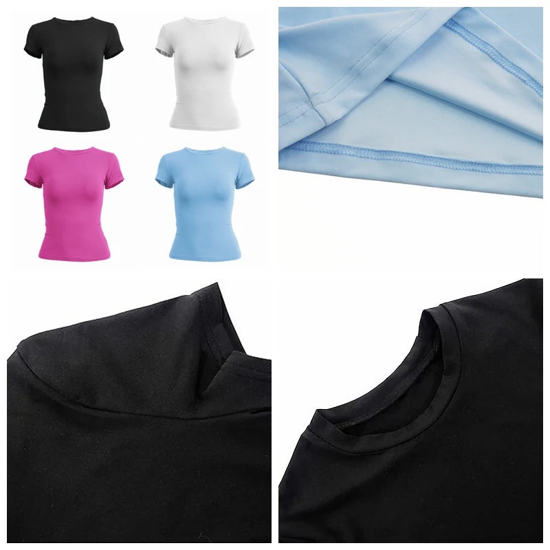 Camiseta Mujer Slim Fit Manga Corta Cuello Redondo