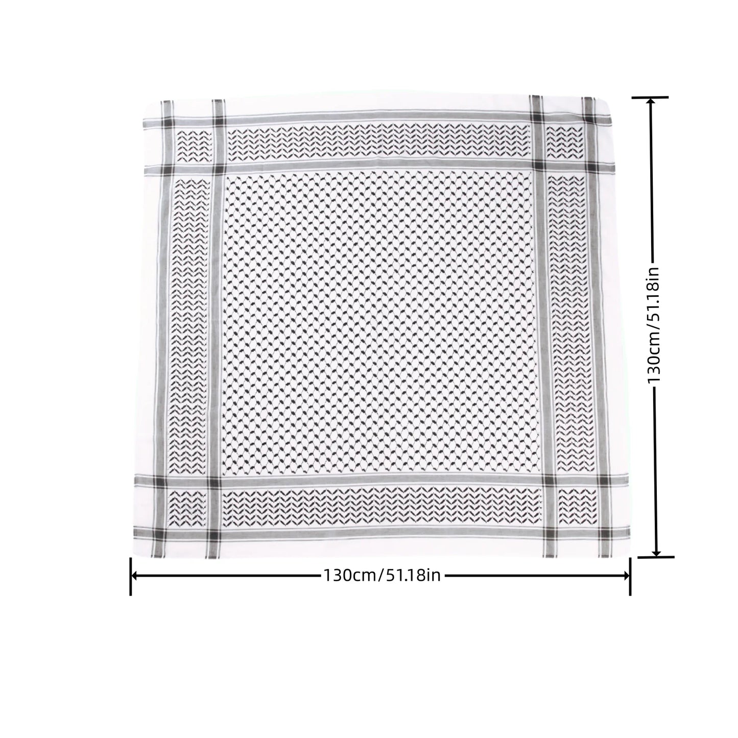 Pañuelo Árabe Tradicional Palestino Blanco y Negro Keffiyeh Arafat Unisex