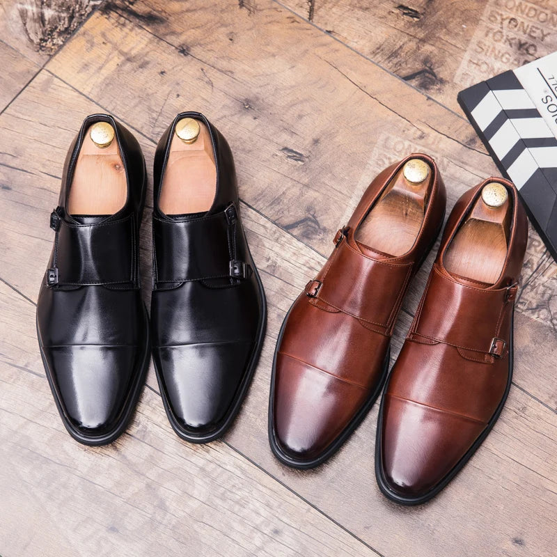 Zapatos Oxford para Hombre De Cuero Genuino Doble Hebilla