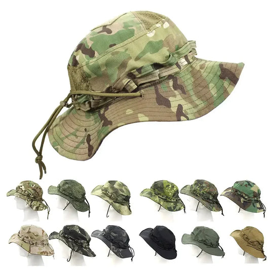 Gorra Boonie Táctica Camuflaje para Hombre con Ala Ancha y Protección Solar