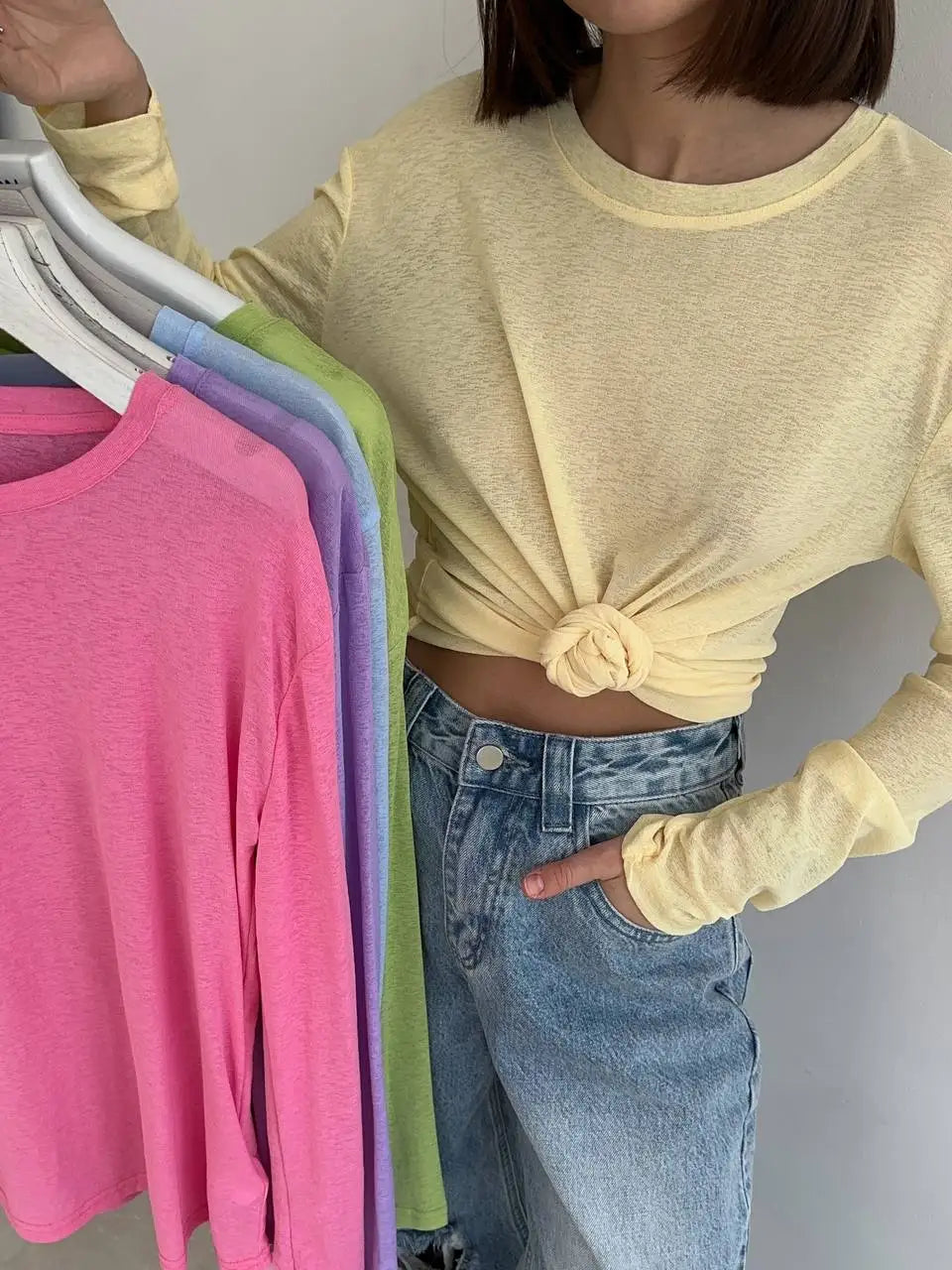 Conjunto Mujer Casual Top Manga Larga y Pantalón Fluido