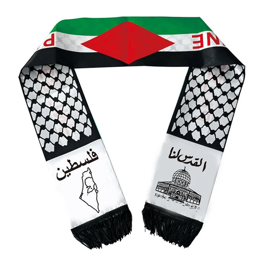 Pañuelo Satín Palestina 14x130 cm | Día Nacional y Shawl Oficial