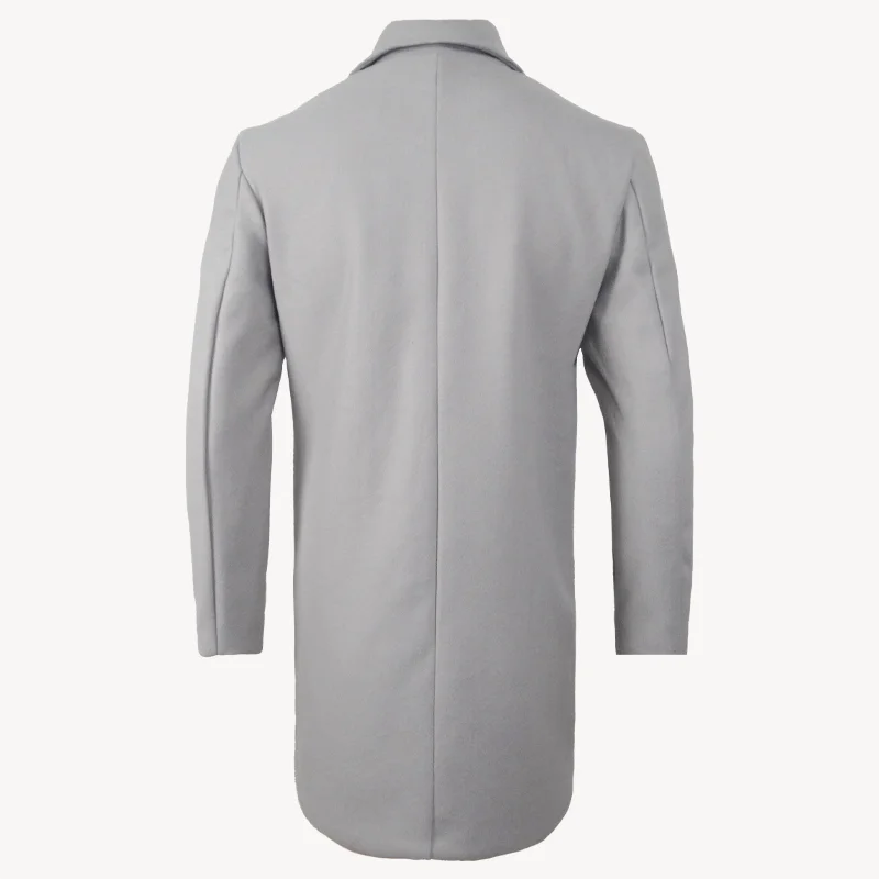 Gabardina para Hombre Básica de Invierno con Botones y Cuello Solapado