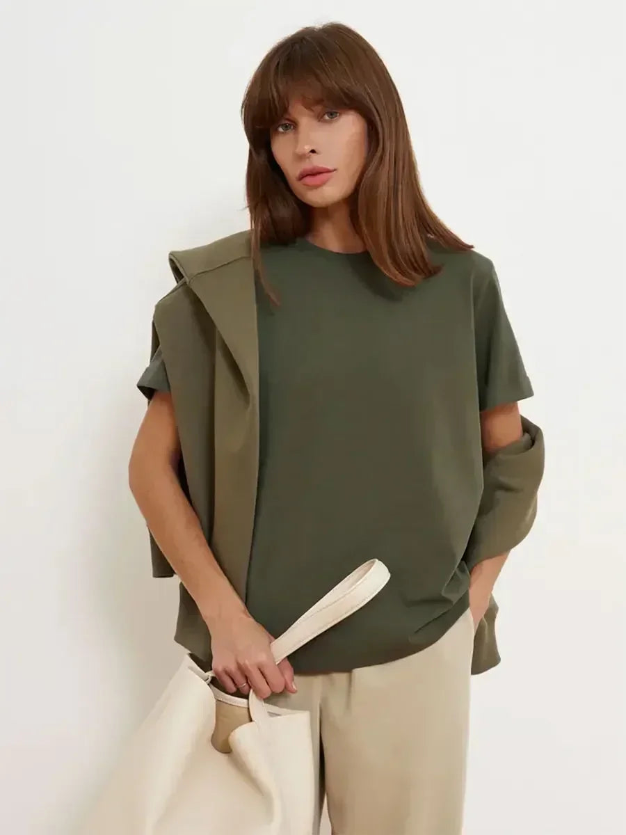 Camiseta Básica Mujer Manga Corta Cuello Redondo