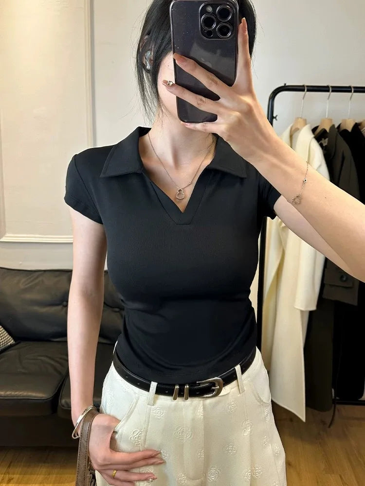 Camiseta Polo Mujer Slim Fit Manga Corta Casual