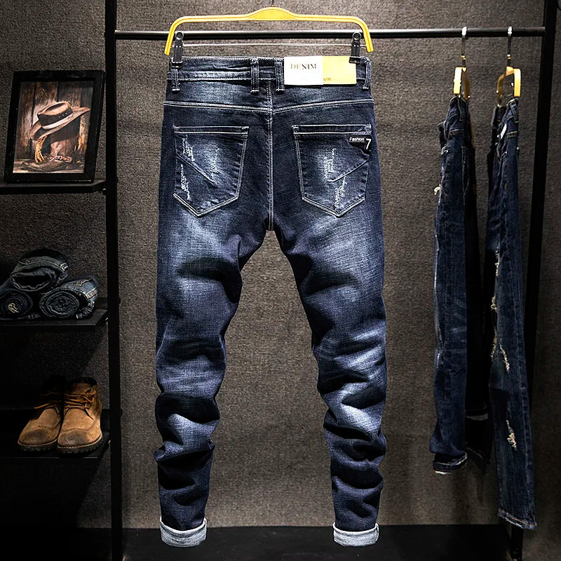 Pantalones Vaqueros para Hombre Rasgados Elásticos