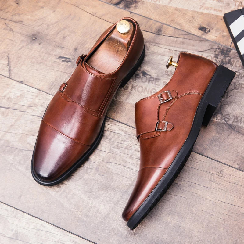 Zapatos Oxford para Hombre De Cuero Genuino Doble Hebilla