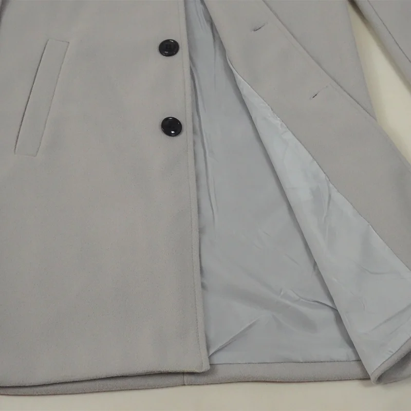 Gabardina para Hombre Básica de Invierno con Botones y Cuello Solapado