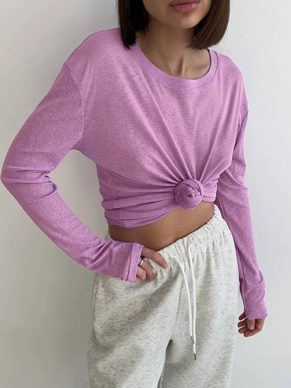 Conjunto Mujer Casual Top Manga Larga y Pantalón Fluido