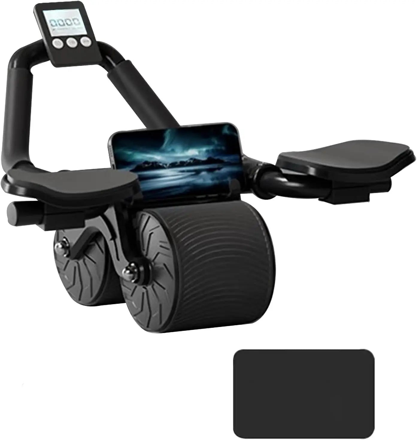 Rueda Abdominal con Display y Soportes para Codos y Teléfono Móvil