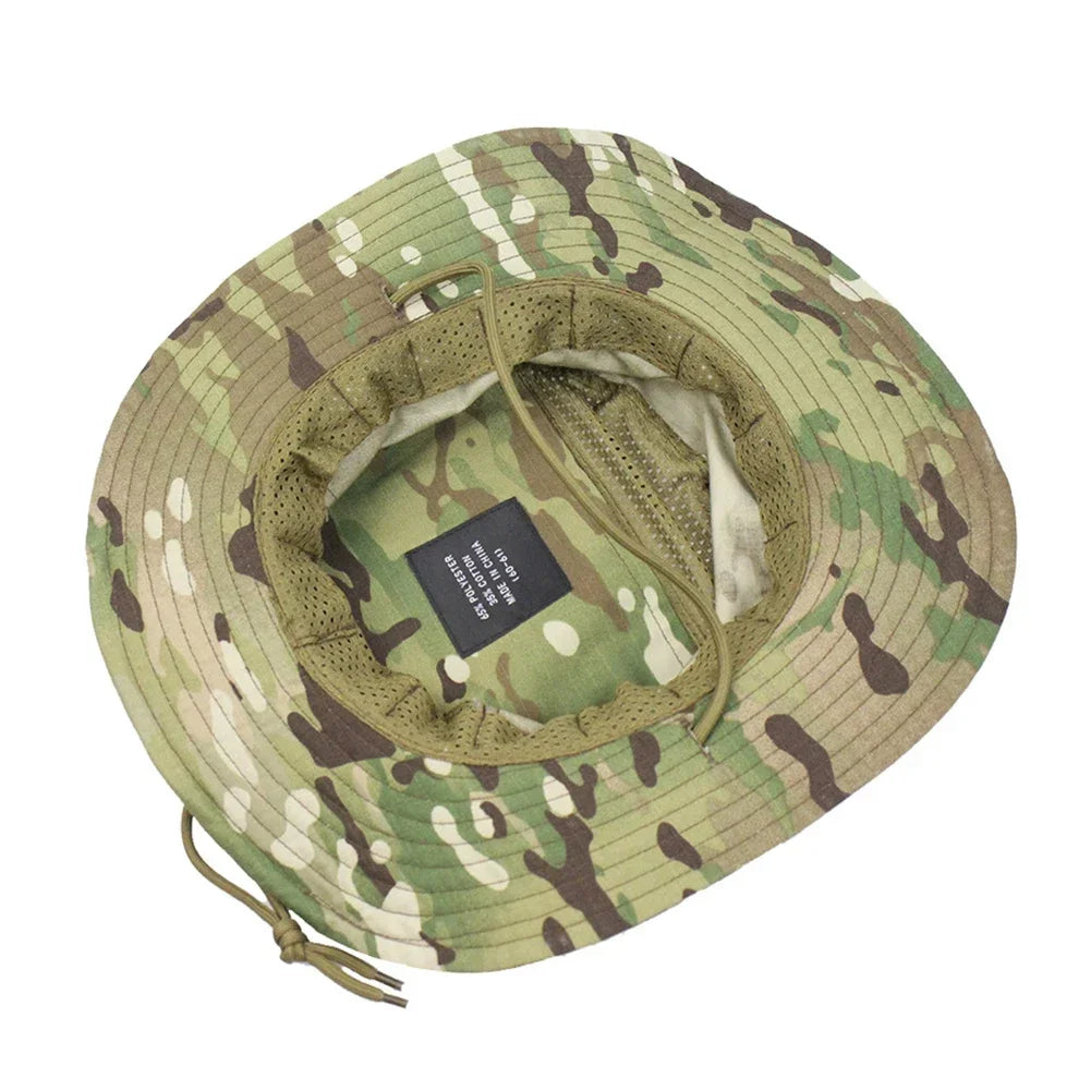 Gorra Boonie Táctica Camuflaje para Hombre con Ala Ancha y Protección Solar