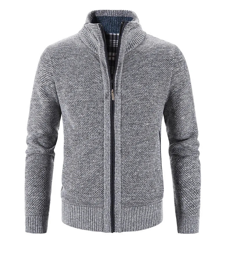Cárdigan para Hombre de Punto con Cremallera, Suéter Cálido de Cuello Alto