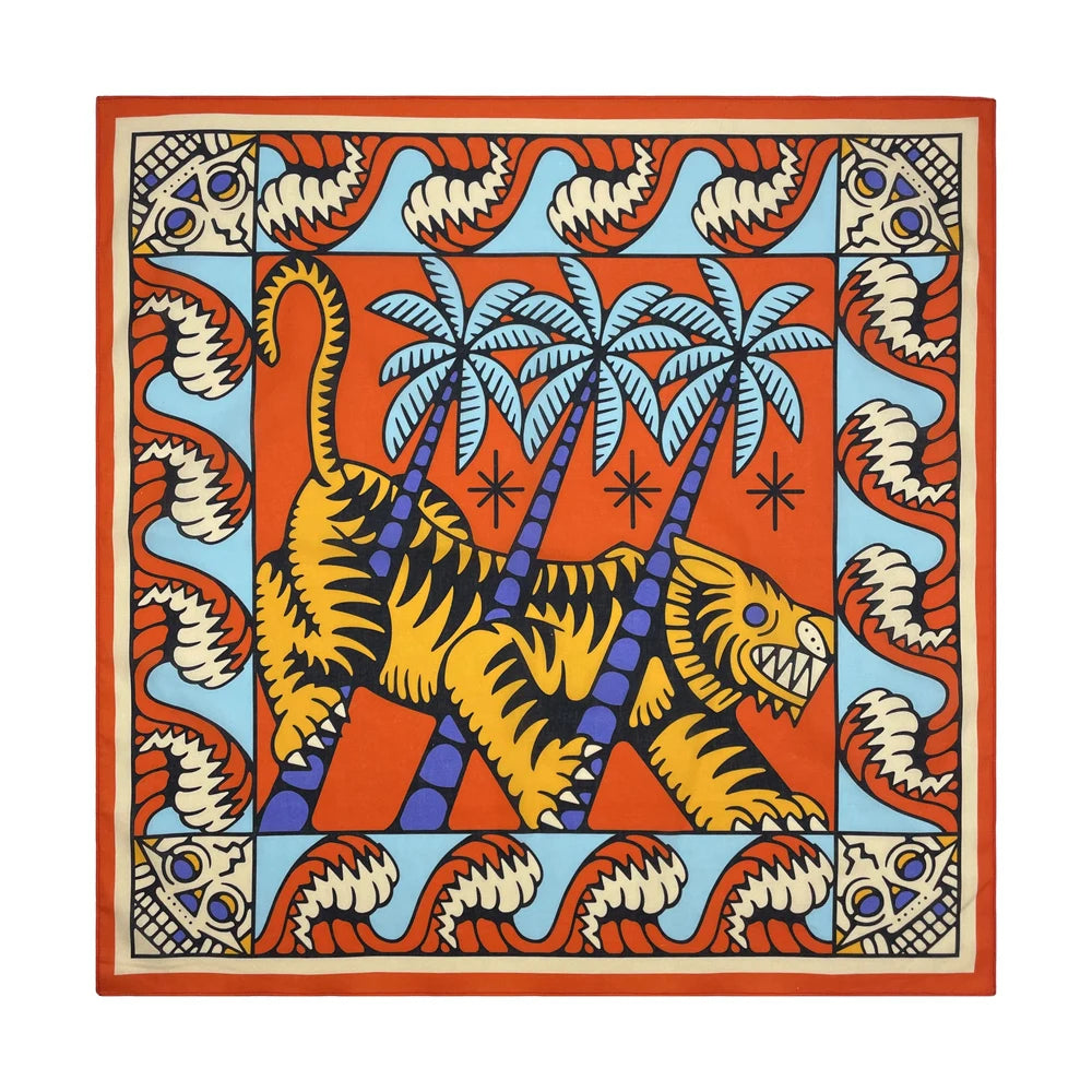 Bandana Cuadrada de Algodón con Estampado Hip Hop Skull Unisex