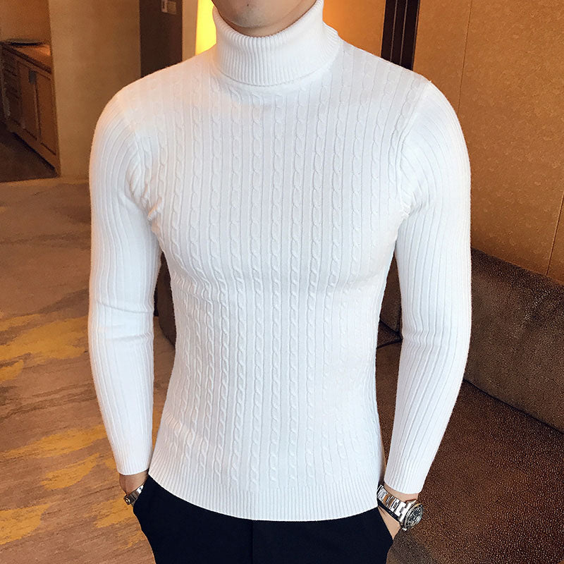 Jersey para Hombre Ajustado de Punto con Cuello Alto