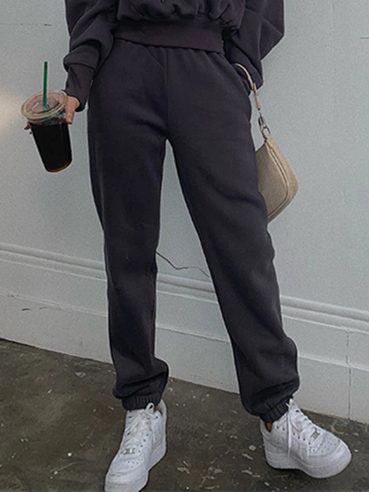Conjunto de Chándal para Mujer Liso con Forro para Invierno