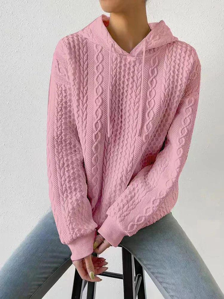 Sudadera con Capucha para Mujer de Punto Casual Otoño e Invierno