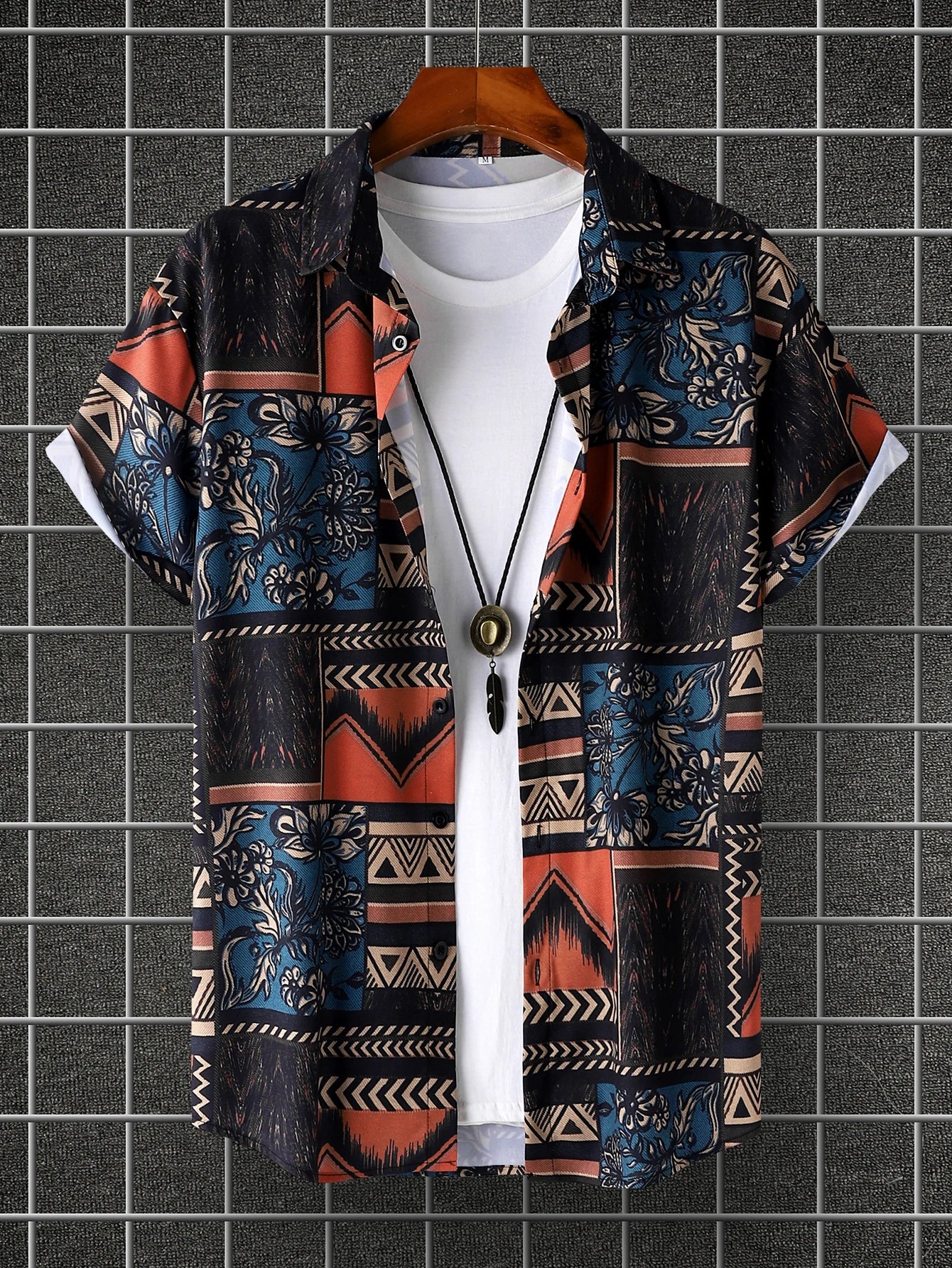 Camisa Estampada de Manga Corta de Verano para Hombre con Estilo Bohemio Informal - High Trend Coture