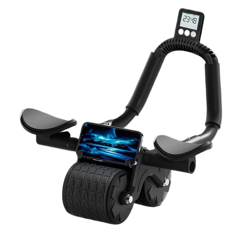 Rueda Abdominal con Display y Soportes para Codos y Teléfono Móvil