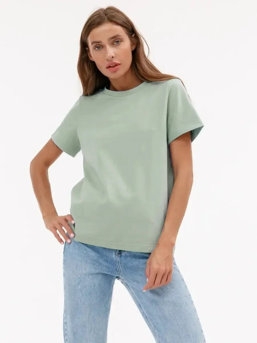 Camiseta Básica Mujer Manga Corta Cuello Redondo